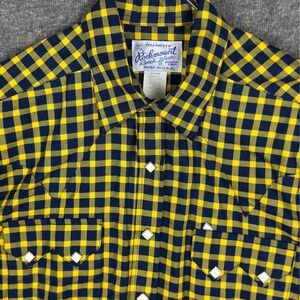 Rockmount Ranch Wear Western Shirt Mens XS Yellow Gingham Pearl Snap Sawtooth